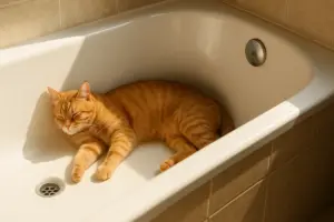 Perché il tuo gatto dorme nella vasca da bagno d’estate (ed è un genio)
