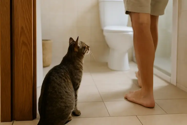 Perché il gatto ti segue in bagno (d’estate più che mai)