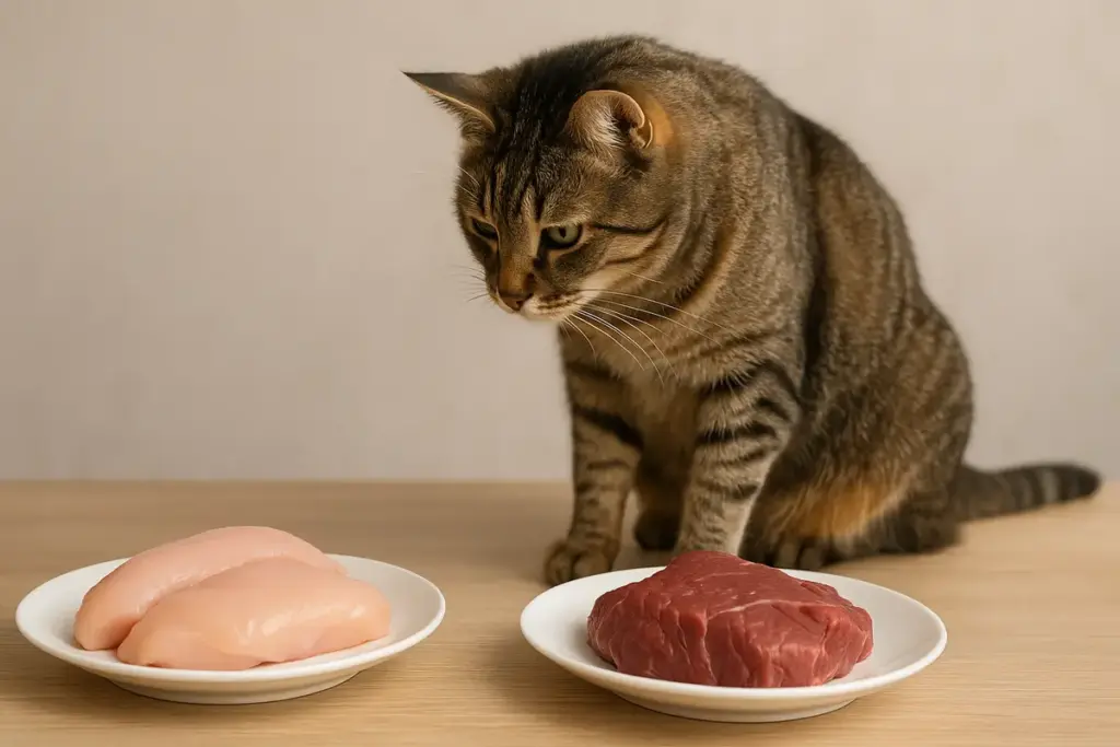 Pollo o manzo nella dieta casalinga del gatto: quale scegliere davvero