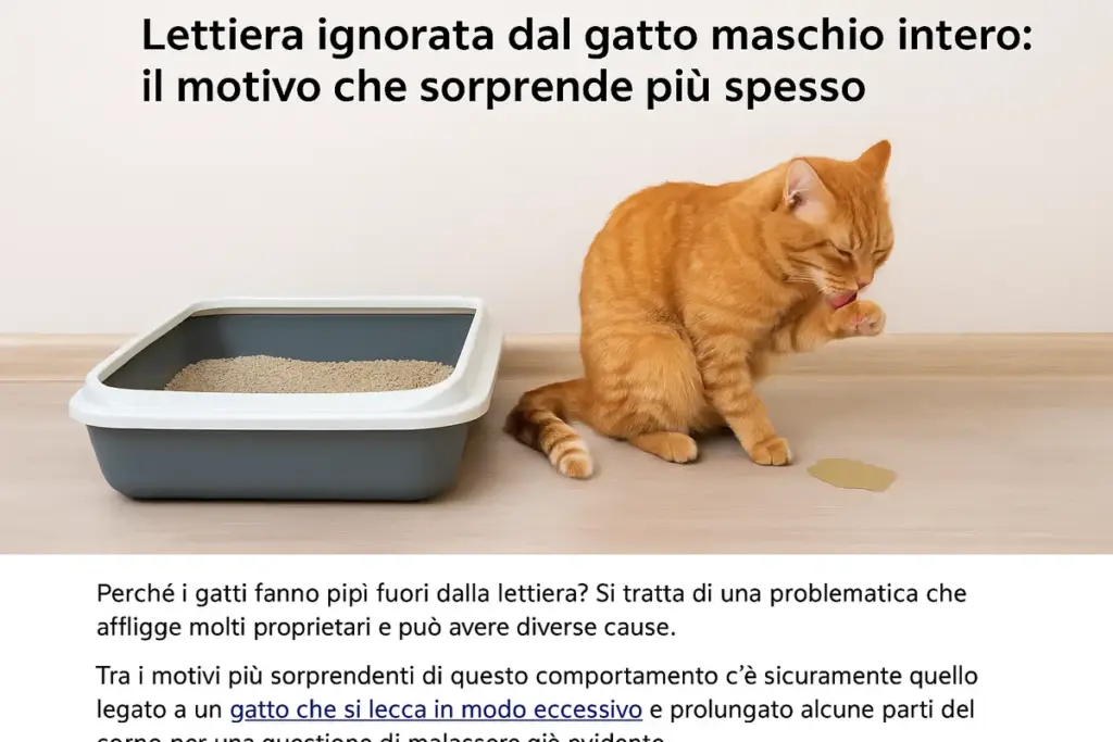Lettiera ignorata dal gatto maschio intero: il motivo che sorprende più spesso
