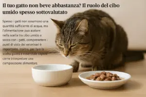Gatto che non beve abbastanza: il ruolo del cibo umido spesso sottovalutato