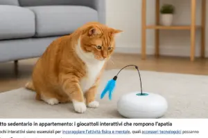 Gatto sedentario in appartamento: i giocattoli interattivi che rompono l’apatia