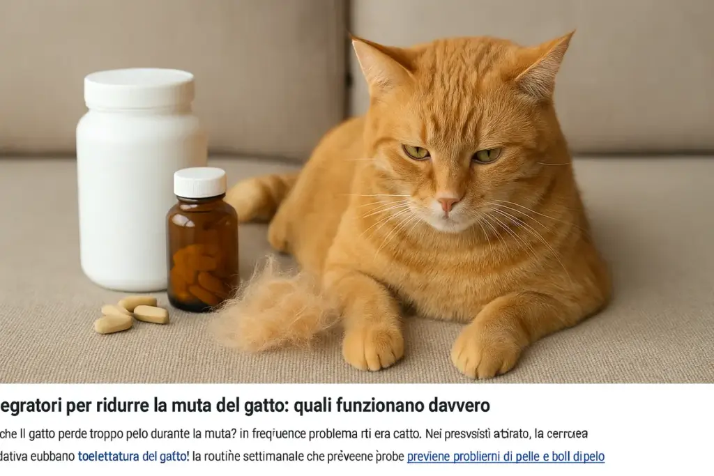 Integratori per ridurre la muta del gatto: quali funzionano davvero
