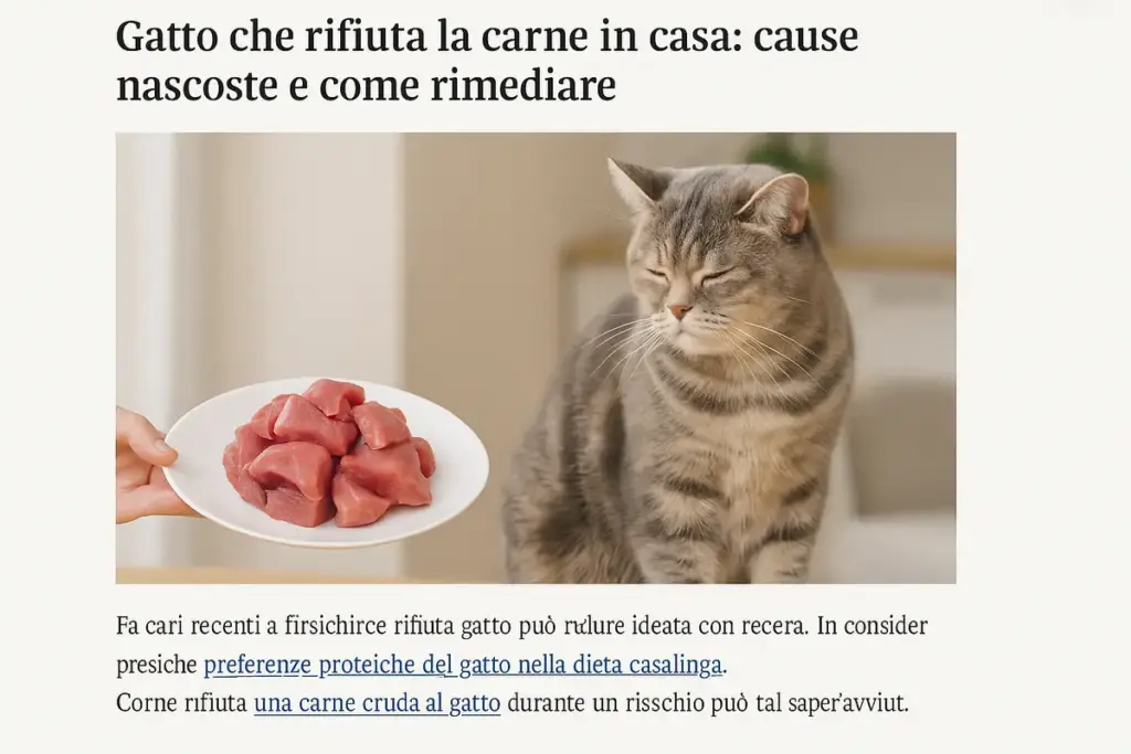 Gatto che rifiuta la carne in casa: cause nascoste e come rimediare