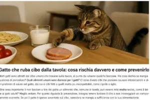 Gatto che ruba cibo dalla tavola: cosa rischia davvero e come prevenirlo