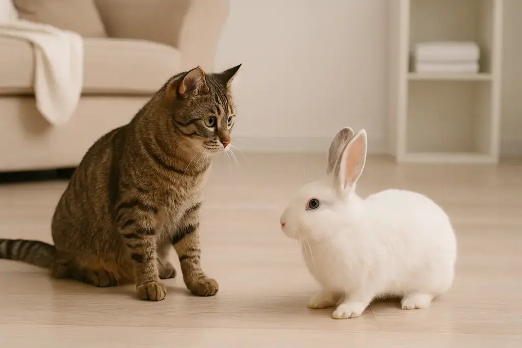 Gatto adottato e coniglio in casa: come gestire la convivenza senza rischi