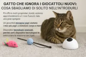 Gatto che ignora i giocattoli nuovi: cosa sbagliamo di solito nell’introdurli