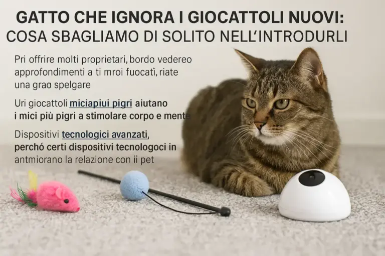 Gatto che ignora i giocattoli nuovi: cosa sbagliamo di solito nell’introdurli