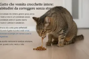 Gatto che vomita crocchette intere: abitudini da correggere senza stress